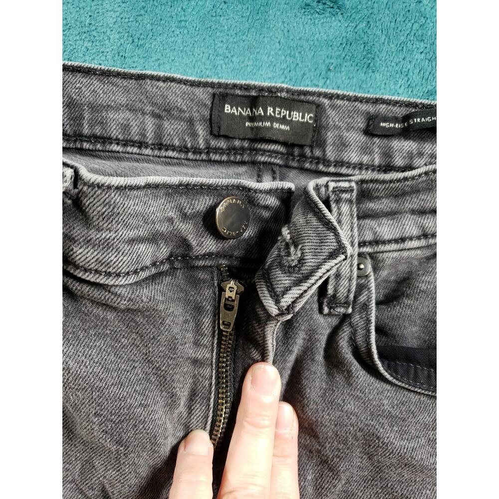 Banana Republic Jeans Size 28 Petite Women Black Pant Stretch High Rise Straight - Picture 6 of 14